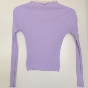 Purple Lavender Ribbed Long Sleeve / Mock neck